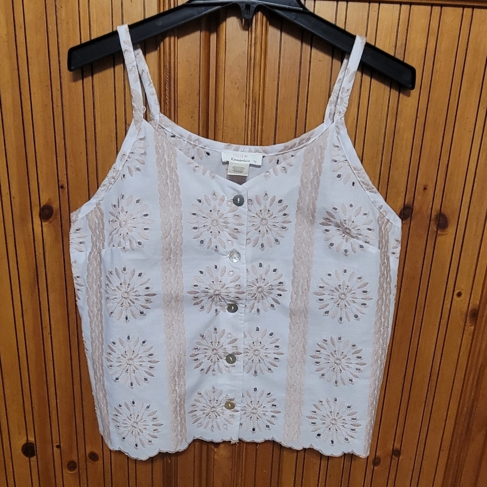 URBAN Romantics White and pink Eyelet Crop Top